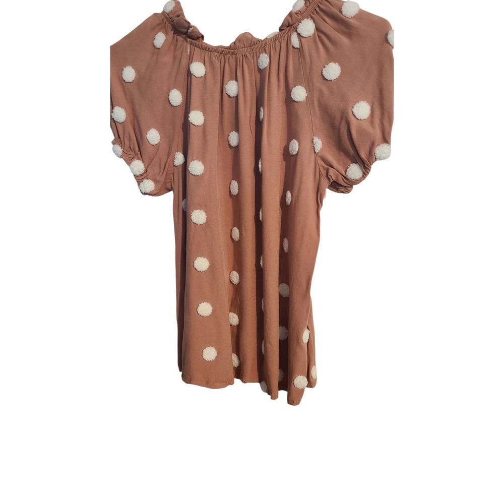 Mine‎ Womens Top Size Small Beige with fuzzy balls in cream